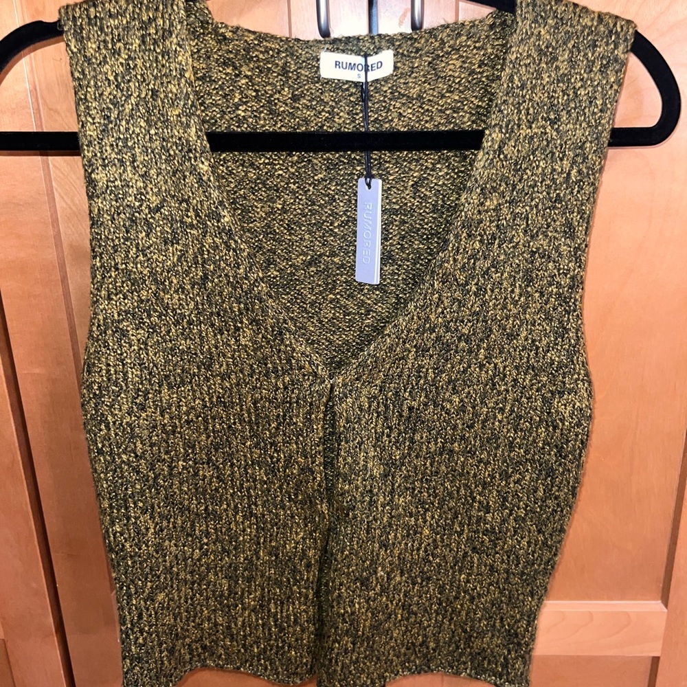 Rumored Men's V-Neck Sweater in Brown and Gold